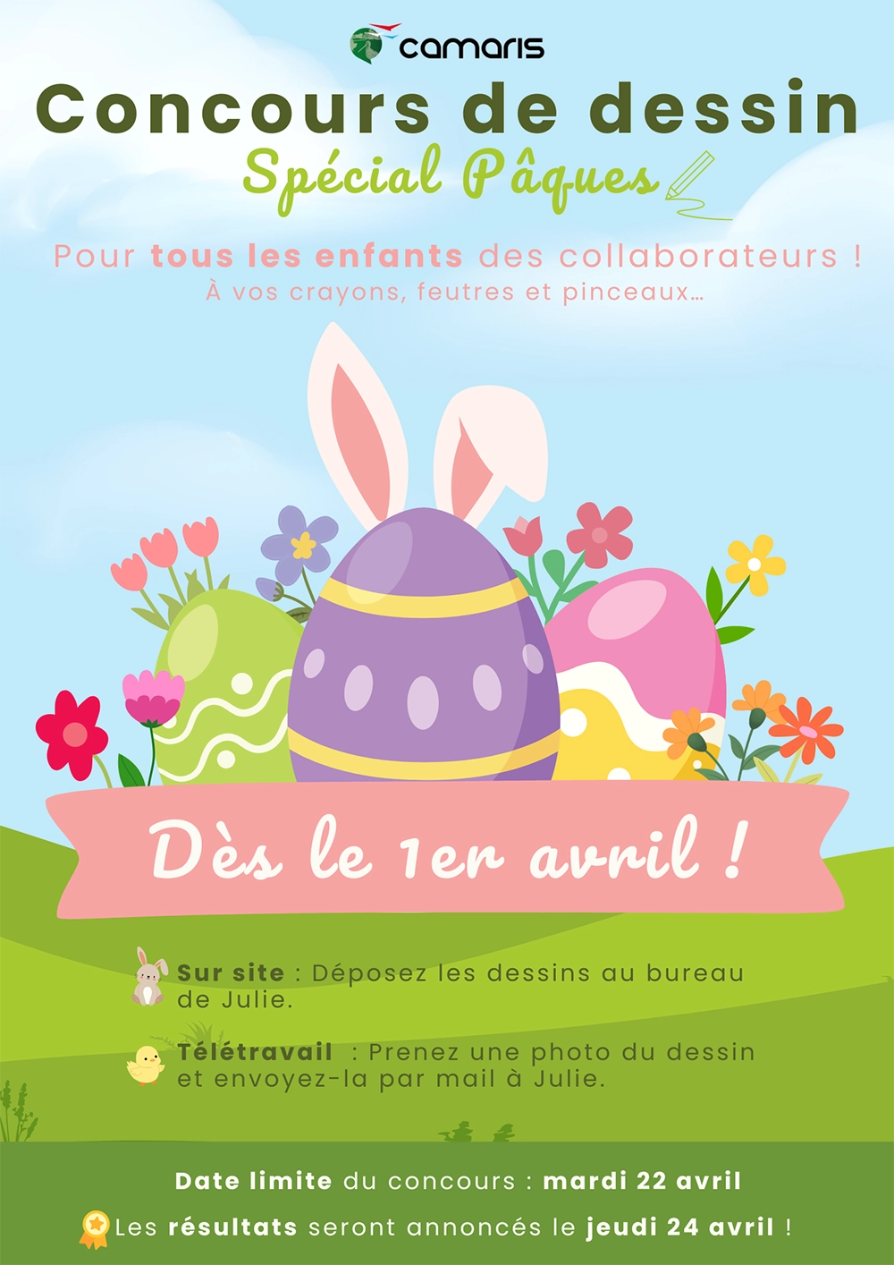 Affiche concours de dessin de Pâques